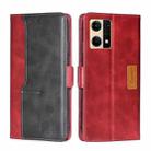 For OPPO Reno7 4G/F21 Pro 4G Contrast Color Side Buckle Leather Phone Case(Red + Black) - 1