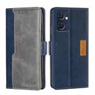 For OPPO Reno7 5G Global/Find X5 Lite Contrast Color Side Buckle Leather Phone Case(Blue + Grey) - 1