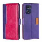 For OPPO Reno7 5G Global/Find X5 Lite Contrast Color Side Buckle Leather Phone Case(Purple + Rose Red) - 1