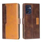 For OPPO Reno7 5G Global/Find X5 Lite Contrast Color Side Buckle Leather Phone Case(Dark Brown + Gold) - 1