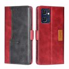 For OPPO Reno7 5G Global/Find X5 Lite Contrast Color Side Buckle Leather Phone Case(Red + Black) - 1