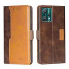 For OPPO Realme 9 Pro Contrast Color Side Buckle Leather Phone Case(Dark Brown + Gold) - 1