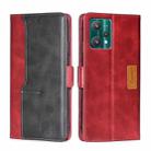 For OPPO Realme 9 Pro Contrast Color Side Buckle Leather Phone Case(Red + Black) - 1