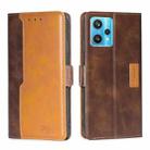 For OPPO Realme 9 Pro+ Contrast Color Side Buckle Leather Phone Case(Dark Brown + Gold) - 1