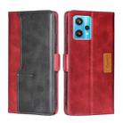 For OPPO Realme 9 Pro+ Contrast Color Side Buckle Leather Phone Case(Red + Black) - 1