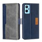 For OPPO Realme 9i/A36 4G/A96 4G/K10 4G/A76 4G Contrast Color Side Buckle Leather Phone Case(Blue + Grey) - 1