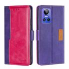 For OPPO Realme GT Neo3 Contrast Color Side Buckle Leather Phone Case(Purple + Rose Red) - 1