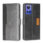 For OPPO Realme GT Neo3 Contrast Color Side Buckle Leather Phone Case(Black + Grey) - 1