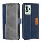 For OPPO Realme GT2 Pro Contrast Color Side Buckle Leather Phone Case(Blue + Grey) - 1