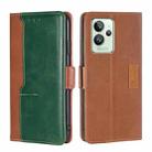 For OPPO Realme GT2 Pro Contrast Color Side Buckle Leather Phone Case(Light Brown + Green) - 1