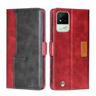 For OPPO Realme Narzo 50i Contrast Color Side Buckle Leather Phone Case(Red + Black) - 1