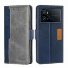 For vivo iQOO 9 Pro 5G Contrast Color Side Buckle Leather Phone Case(Blue + Grey) - 1