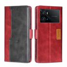 For vivo iQOO 9 Pro 5G Contrast Color Side Buckle Leather Phone Case(Red + Black) - 1