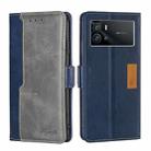 For vivo iQOO 9 5G Contrast Color Side Buckle Leather Phone Case(Blue + Grey) - 1