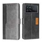 For vivo iQOO 9 5G Contrast Color Side Buckle Leather Phone Case(Black + Grey) - 1