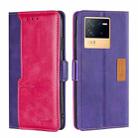 For vivo iQOO Neo6 5G Contrast Color Side Buckle Leather Phone Case(Purple + Rose Red) - 1