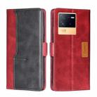 For vivo iQOO Neo6 5G Contrast Color Side Buckle Leather Phone Case(Red + Black) - 1