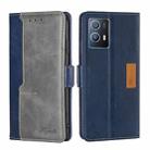 For vivo iQOO U5 5G Contrast Color Side Buckle Leather Phone Case(Blue + Grey) - 1