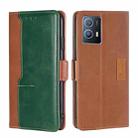 For vivo iQOO U5 5G Contrast Color Side Buckle Leather Phone Case(Light Brown + Green) - 1