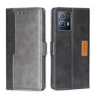 For vivo iQOO U5 5G Contrast Color Side Buckle Leather Phone Case(Black + Grey) - 1