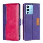 For vivo S12 Pro 5G/V23 Pro Contrast Color Side Buckle Leather Phone Case(Purple + Rose Red) - 1