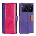 For vivo X Note 5G Contrast Color Side Buckle Leather Phone Case(Purple + Rose Red) - 1