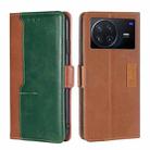 For vivo X Note 5G Contrast Color Side Buckle Leather Phone Case(Light Brown + Green) - 1