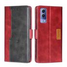 For vivo Y53S 5G/iQOO Z5X/T1X Contrast Color Side Buckle Leather Phone Case(Red + Black) - 1