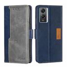 For vivo Y55S 5G Contrast Color Side Buckle Leather Phone Case(Blue + Grey) - 1