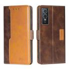 For vivo Y76S/Y74S Contrast Color Side Buckle Leather Phone Case(Dark Brown + Gold) - 1