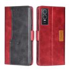 For vivo Y76S/Y74S Contrast Color Side Buckle Leather Phone Case(Red + Black) - 1