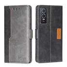 For vivo Y76S/Y74S Contrast Color Side Buckle Leather Phone Case(Black + Grey) - 1