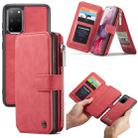 For Galaxy S20 Plus CaseMe Crazy Horse Texture Detachable Multifunctional Horizontal Flip Leather Case, with Card Slot & Holder & Zipper Wallet & Photo Frame(Red) - 1