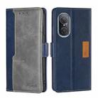 For Huawei Nova 9 SE 4G Contrast Color Side Buckle Leather Phone Case(Blue + Grey) - 1