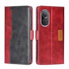 For Huawei Nova 9 SE 4G Contrast Color Side Buckle Leather Phone Case(Red + Black) - 1