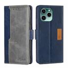 For Honor 60 SE Contrast Color Side Buckle Leather Phone Case(Blue + Grey) - 1