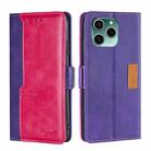 For Honor 60 SE Contrast Color Side Buckle Leather Phone Case(Purple + Rose Red) - 1