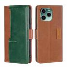For Honor 60 SE Contrast Color Side Buckle Leather Phone Case(Light Brown + Green) - 1