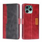 For Honor 60 SE Contrast Color Side Buckle Leather Phone Case(Red + Black) - 1