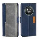 For Honor Magic4 Contrast Color Side Buckle Leather Phone Case(Blue + Grey) - 1