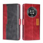 For Honor Magic4 Contrast Color Side Buckle Leather Phone Case(Red + Black) - 1