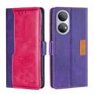 For Honor Play 30 Plus Contrast Color Side Buckle Leather Phone Case(Purple + Rose Red) - 1