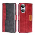 For Honor Play 30 Plus Contrast Color Side Buckle Leather Phone Case(Red + Black) - 1