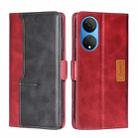 For Honor X7 4G Contrast Color Side Buckle Leather Phone Case(Red + Black) - 1