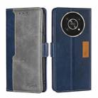 For Honor X30 Contrast Color Side Buckle Leather Phone Case(Blue + Grey) - 1