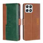 For Honor X30i Contrast Color Side Buckle Leather Phone Case(Light Brown + Green) - 1