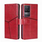 For Xiaomi Redmi K50 / K50 Pro Geometric Stitching Horizontal Flip Leather Phone Case(Red) - 1