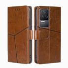 For Xiaomi Redmi K50 / K50 Pro Geometric Stitching Horizontal Flip Leather Phone Case(Light Brown) - 1