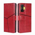 For Xiaomi Redmi K50 Gaming / Poco F4 GT Geometric Stitching Horizontal Flip Leather Phone Case(Red) - 1