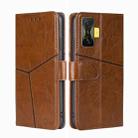 For Xiaomi Redmi K50 Gaming / Poco F4 GT Geometric Stitching Horizontal Flip Leather Phone Case(Light Brown) - 1